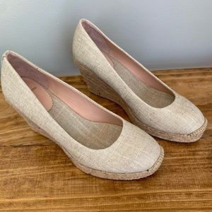 J. Crew tan round toe espadrille wedges shoes 7.5